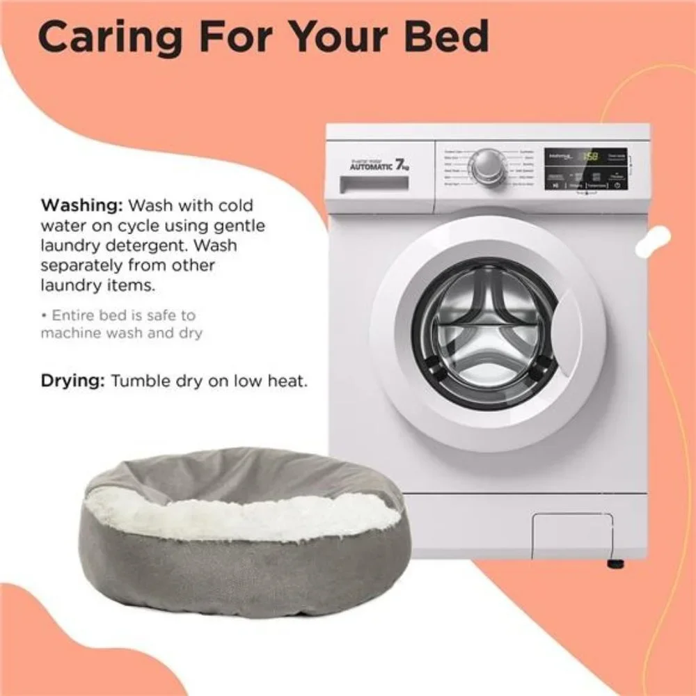 Small Dog Bed Pet Bed Canopy Pet Cave 22in Round Small Dog Cave